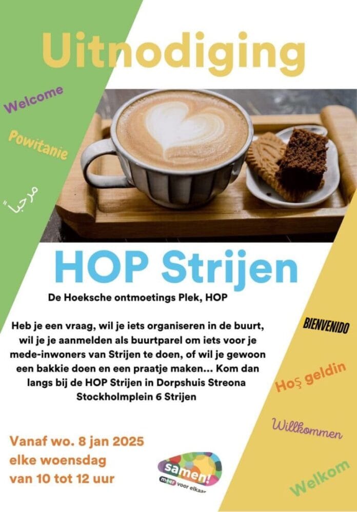 Nieuwe Ontmoetingsplek in Strijen opent vanaf 8 januari iedere woensdag in Dorpshuis Streona