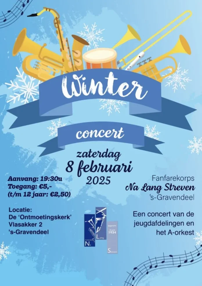 Winterconcert NLS op zaterdagavond 8 februari in ‘s-Gravendeel