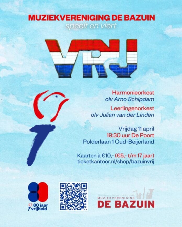Muziekvereniging De Bazuin viert 80 jaar vrijheid met muziek