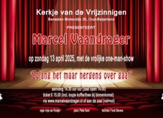 Marcel Vaandrager komt naar het kerkje van de Vrijzinnigen in Oud-Beijerland!