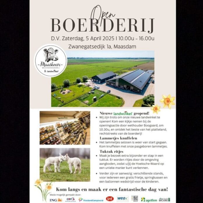 Kom je morgen ook kijken bij de Open Boerderij Dag bij Landwinkel De Maashoeve – Een dag vol boerderijplezier!