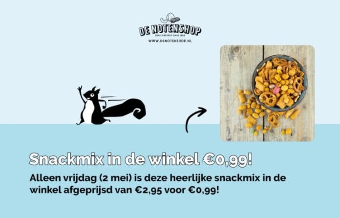 Alleen deze vrijdag: Snackmix voor slechts €0,99 bij De Notenshop!