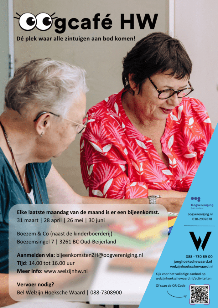 Informatie over hulp- en ondersteuningsmogelijkheden in de Hoeksche Waard bij het Oogcafé!