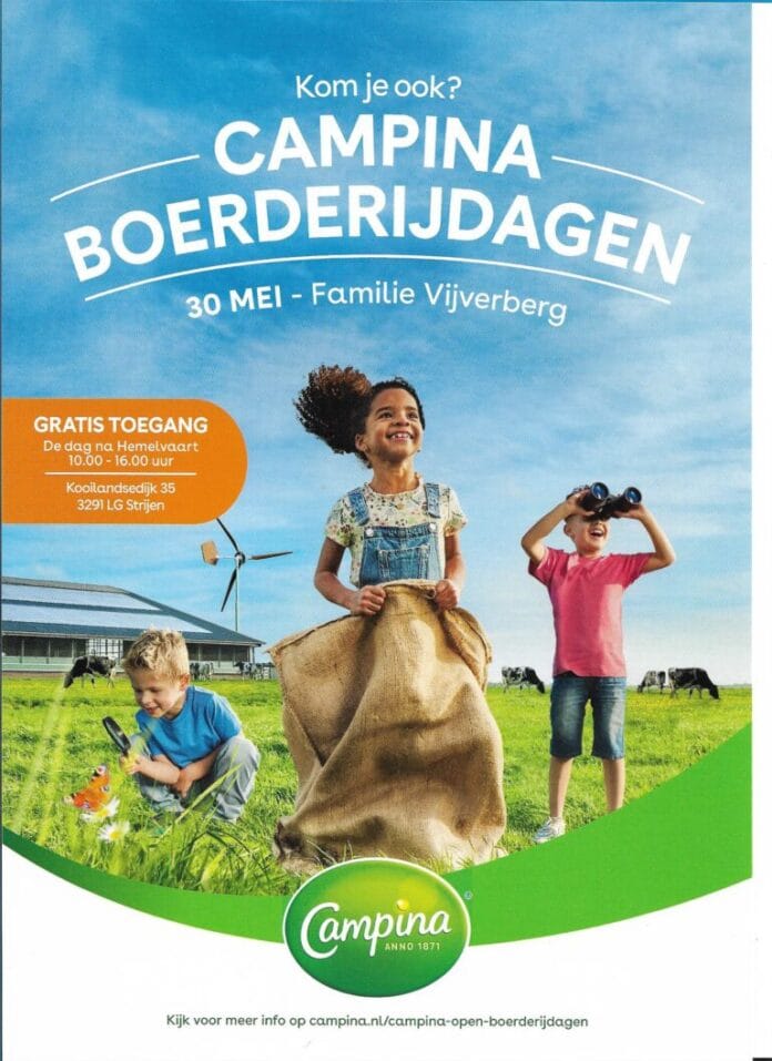Campina Open Boerderijdag in Strijen: Kom kijken bij familie Vijverberg op 30 mei