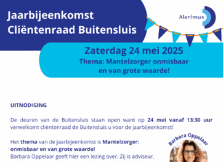 Komt u zaterdag 24 mei ook naar de muzikale jaarbijeenkomst van cliëntenraad de Buitensluis mét interessante lezing over mantelzorg?!