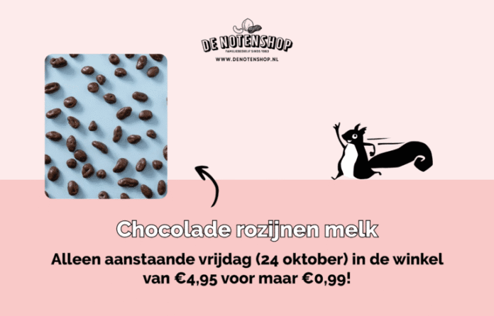 Chocolade rozijnen melk: alleen vrijdag voor €0,99!