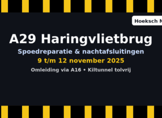 A29 Haringvlietbrug: spoedreparatie én nachtafsluitingen (9 t/m 12 november 2025)