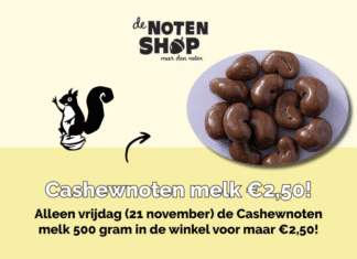 Cashewnoten met melkchocolade in de aanbieding bij De Notenshop!