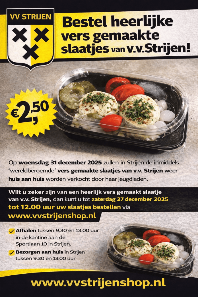 Wereldberoemde slaatjes van v.v. Strijen weer huis aan huis verkocht op Oudejaarsdag