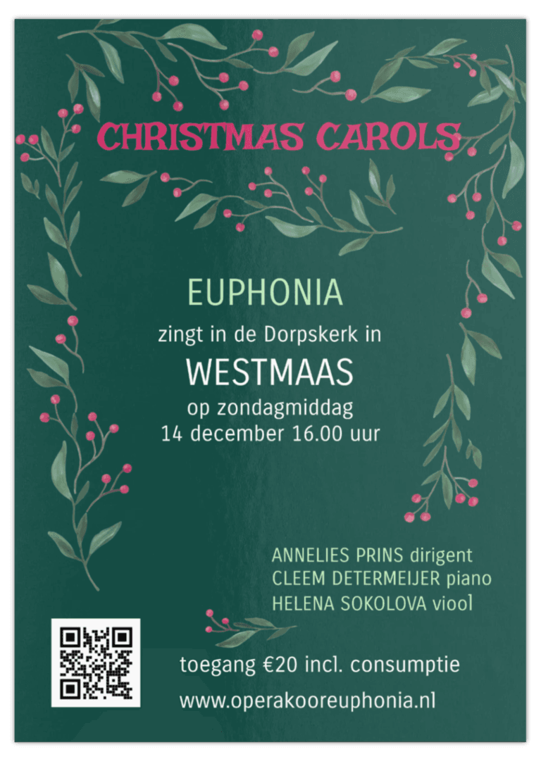 Kerstconcert Euphonia – 14 december in de Dorpskerk Westmaas