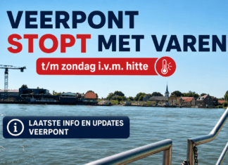 Veerpont Puttershoek-Zwijndrecht tot en met zondag uit de vaart vanwege hitte
