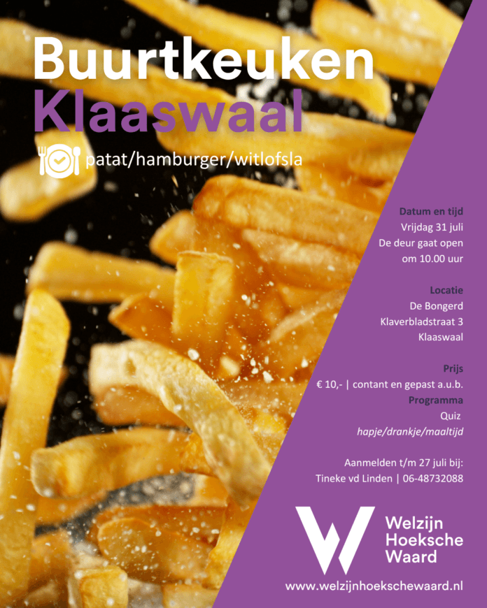 Buurtkeuken Klaaswaal op vrijdag 31 juli
